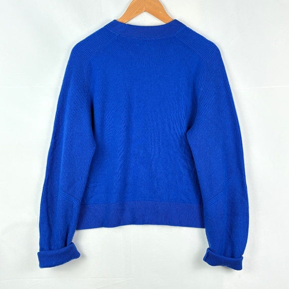 Rag &Bone Women Cashmere Boxy Sweater XL Blue Ribbed Crew Neck Luxury Soft Cozy - Picture 4 of 10